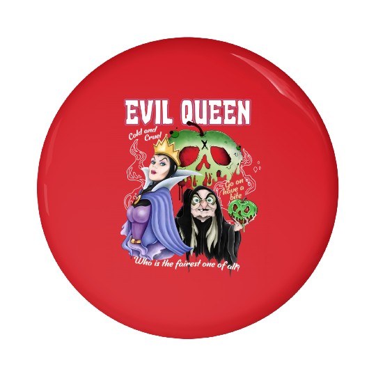 Vintage Retro Disney Villains The Evil Queen Pin Buttons, Disney Princess Pin Buttons