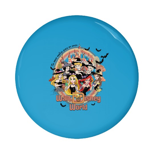 Vintage Retro Halloween Princess Pin Buttons, Disney Halloween, Disney Princess Pin Buttons