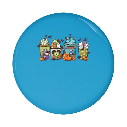 Disney Monsters Inc  Latte Pin Buttons, Monsters Inc Coffee Pin Buttons