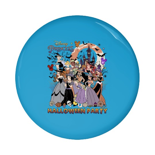 Retro Disney Princess Halloween Party Pin Buttons, Princess Birthday Girl Pin Buttons