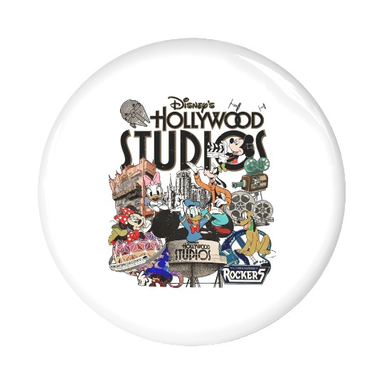 Vintage Disney Hollywood Studios  Color Pin Buttons, Hollywood Studios Unisex Pin Buttons