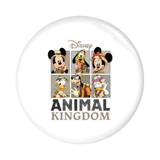 Disney Mickey Safari  Pin Buttons, Retro Disney Animal Kingdom Mickey Pin Buttons