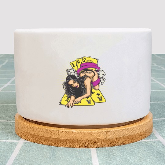 Sexy-girl-cards-aces-poker-game-cartoon Plant Pots