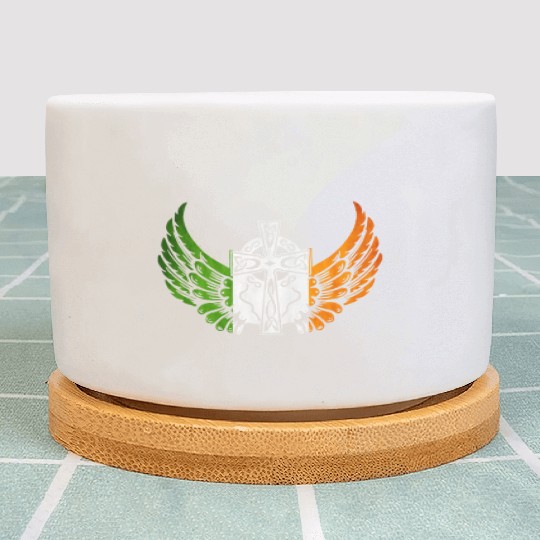 Irish Flag Design Celtic Cross Irish gift Plant Pots