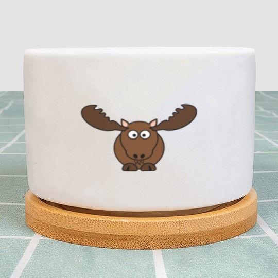 Elk Deer Moose Head Hunter Comic Gift Present Plant Pots