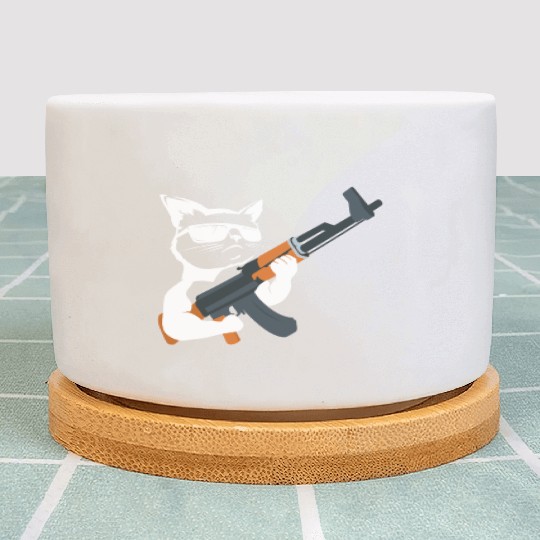 Gunning for Kitties funny Cat Gift Plant Pots Plant Pots