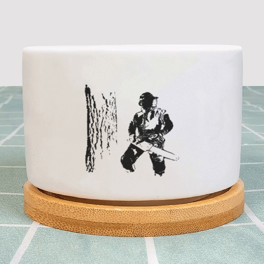 Forestry worker with oak tree Plant Pots