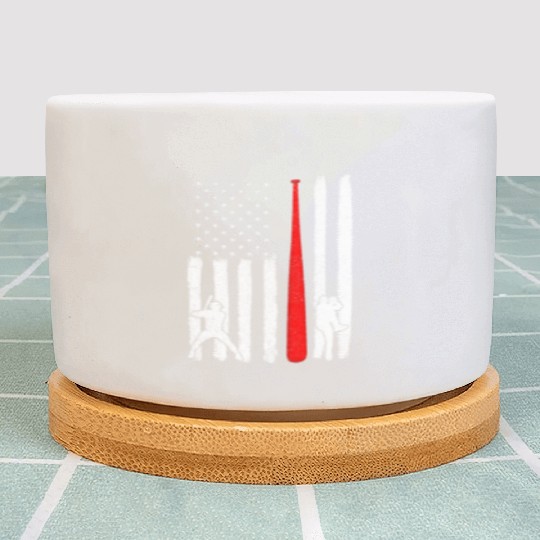 Baseball Pitcher Batter American Flag 4th of July Plant Pots