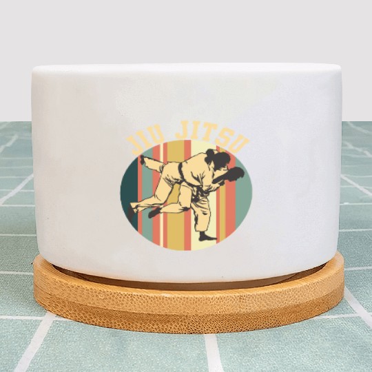 Jiu Jitsu Silhouette Bjj Brazilian Jiu Jitsu Retro Plant Pots