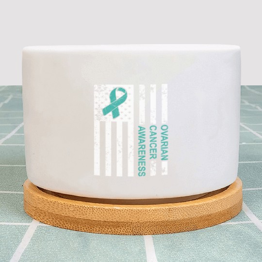 USA Flag Ovarian Cancer Awareness Plant Pots