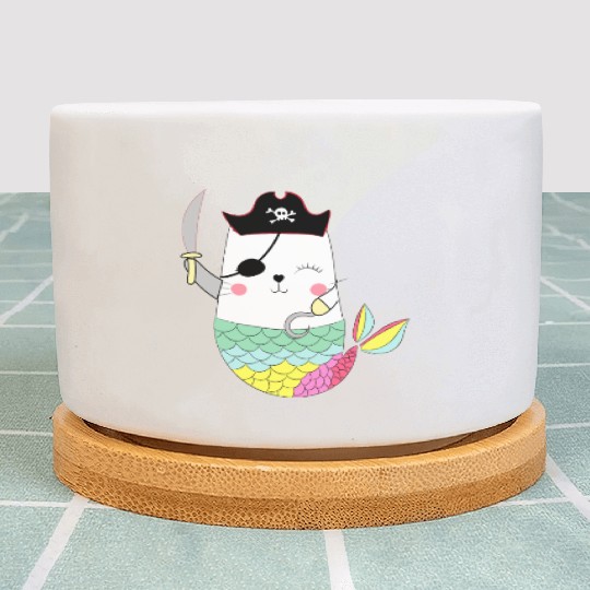 Kid Girls Mercat Mermaid Cat Pirate Halloween Gift Plant Pots