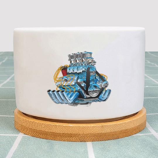 Hot Rod Race Car Dragster Engine Cartoon Plant Pots