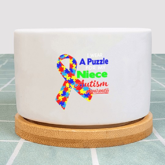 I wear a Puzzle for my Niece Autism Awareness shir Plant Pots