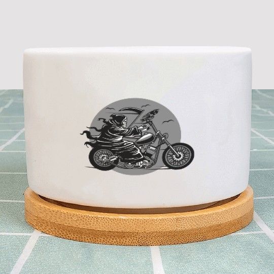 Death Motorcycle Death Grim Reaper Crow Gift Idea Plant Pots