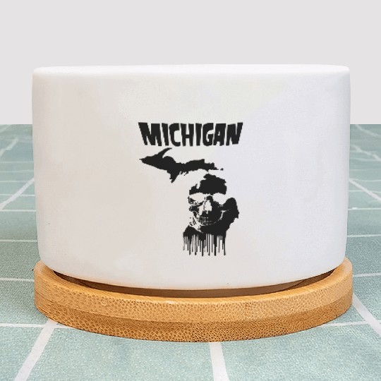 Michigan Punk Rock Skull Plant Pots