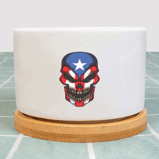 Puerto Rico Skull | Proud Boricua Flag Plant Pots