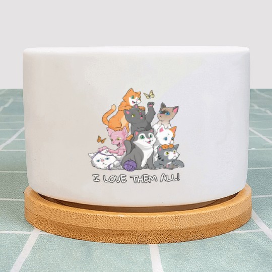I love them all Cats Gift Maine Coon cat lover Plant Pots