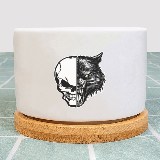 skull and wolf Plant Pots