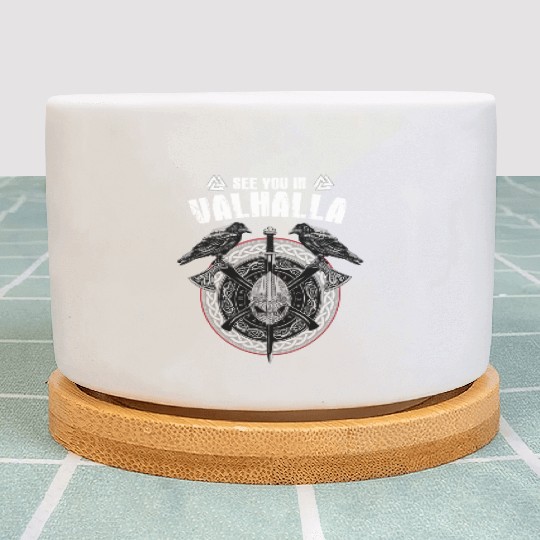 Valhalla Odin design with Huggin and Muninn and Plant Pots