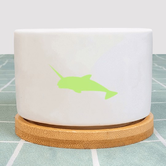 Sharp narwhal in green uniwhale Plant Pots