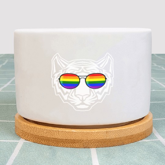 Pride LGBT Tiger Rainbow Sunglasses Plant Pots