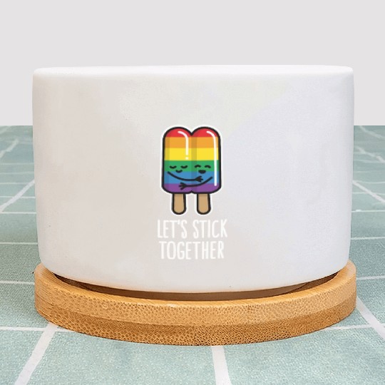 Let's stick together funny gay couple popsicle Plant Pots