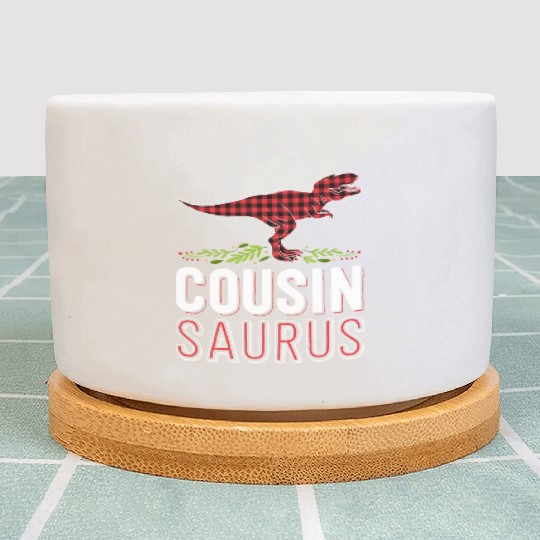 Cousin Saurus T Rex Red Plaid Matching Family Plant Pots