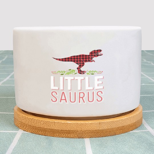 Little Saurus T Rex Kid Red Plaid Matching Family Plant Pots