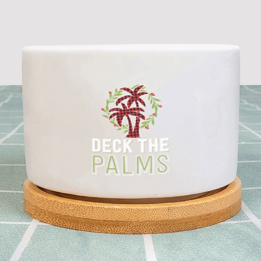 Deck The Palms Tropical Hawaiian Buffalo Plaid Plant Pots