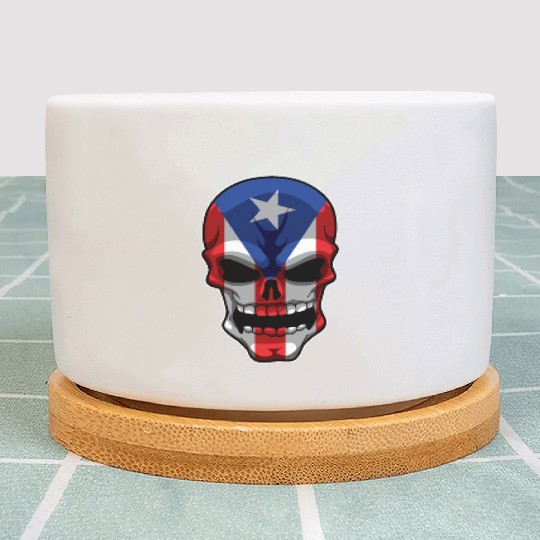 Puerto Rican Skull - Puerto Rico Pride Flag Plant Pots