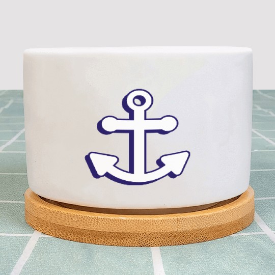 Nautical boat anchor in navy blue and white 3D Plant Pots