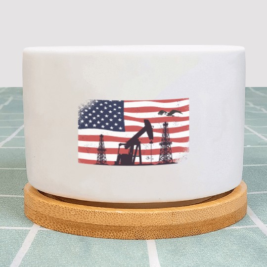 Oil Rig Worker Pump USA American Gas Oilfield Plant Pots
