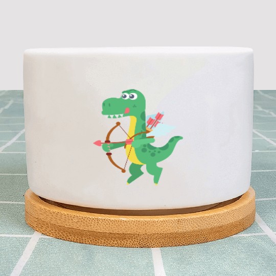 Lovely Dinosaur cupid in Valentine's day Plant Pots