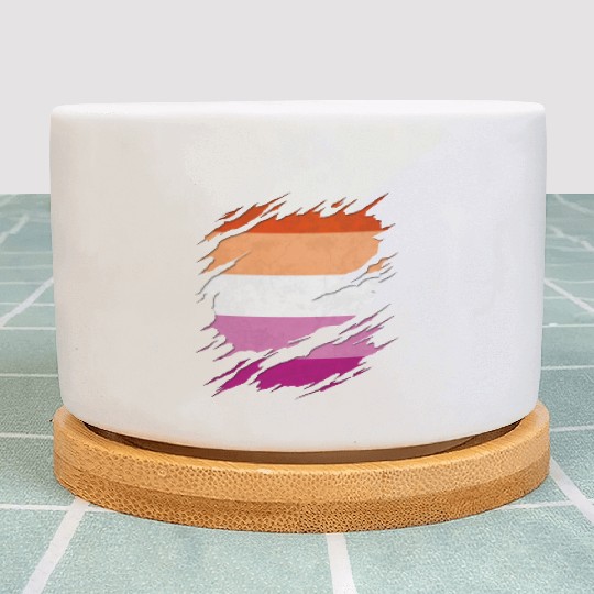 Lesbian Pride Flag Ripped Reveal Plant Pots