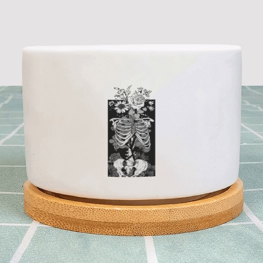 Gothic flower and bones Plant Pots