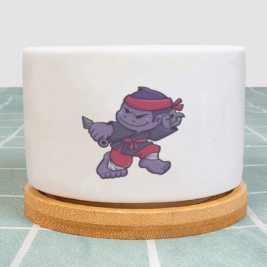Gorilla Monkey Ninja Samurai gift Plant Pots