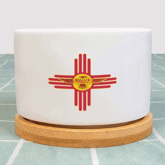New Mexico Flag Zia Symbol Floral Nature Eagle So Plant Pots