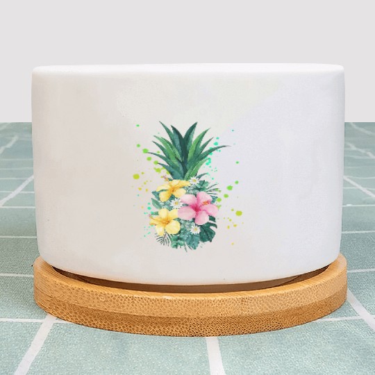Hawaii Flower Pineapple Art Vacation Plant Pots