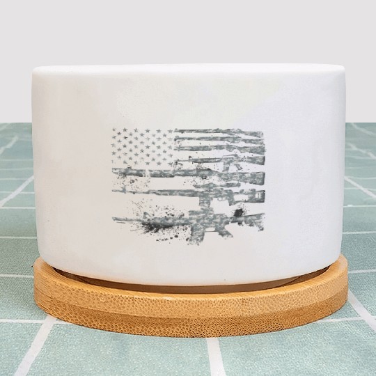 Usa Guns Weapons Rifles Flag Digital Camo Gift Plant Pots