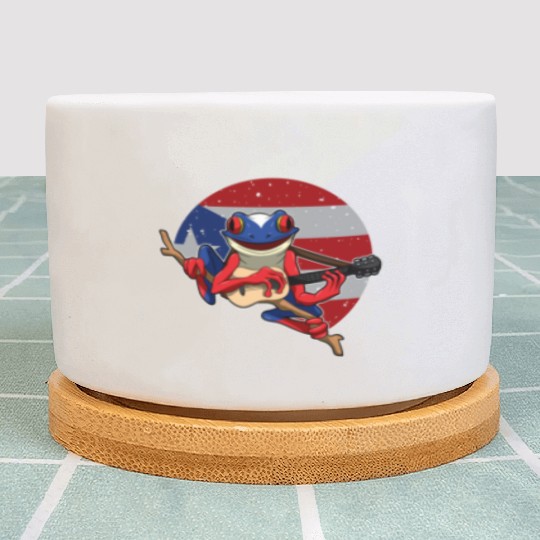 Guitar Playing Coqui Frog - Puerto Rico Animal Plant Pots
