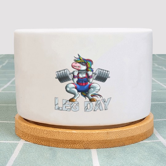 Leg Day Squat Unicorn Weight Lifter Barbell Gym Tr Plant Pots