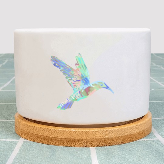 hummingbird, bird, aquarell, green, pastel, flying Plant Pots