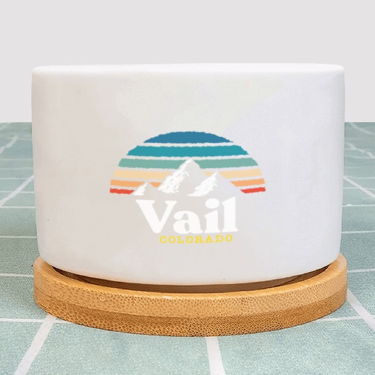 Vail Colorado Usa Ski Resort 1980S Retro Gift Plant Pots
