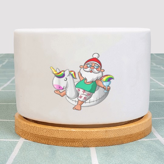 Christmas in July Santa Hawaiian Unicorn Swim Plant Pots