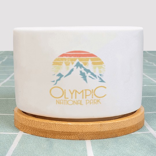 Retro Olympic National Park Washington Mountains S Plant Pots
