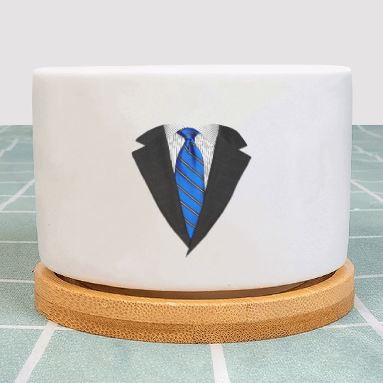 Blue Suit Up! Realistic Suit & Tie Casual Graphic Plant Pots