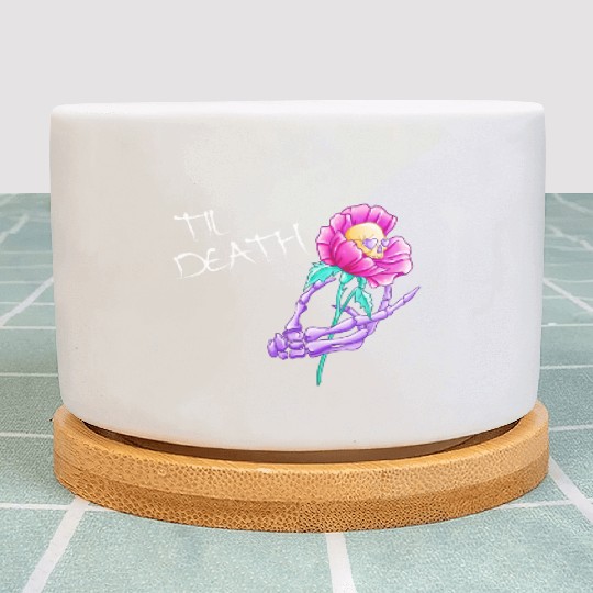 Til Death Valentine Skeleton Hand Skull Flower Plant Pots