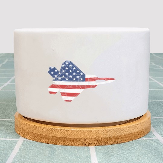 F-22 Raptor Fighter Jet Airplane American Flag F22 Plant Pots