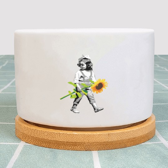 Flower Child | Girl with Sunflower - Stenci Style Plant Pots