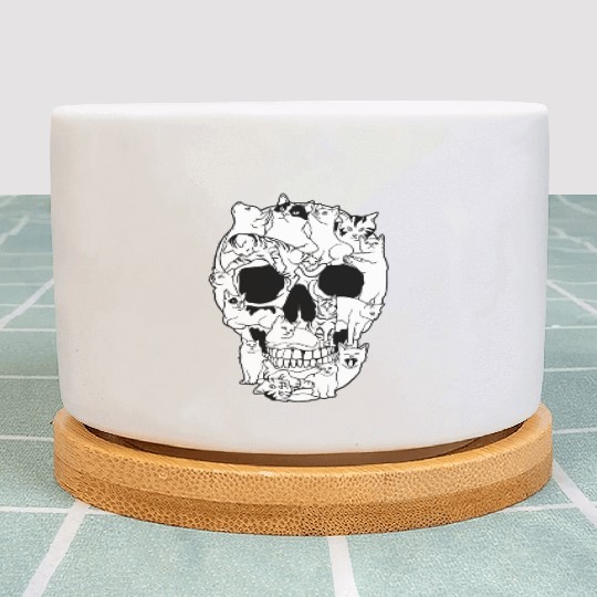 Cat Skull Kitty Skeleton Grunge Style Funny Cat Bo Plant Pots